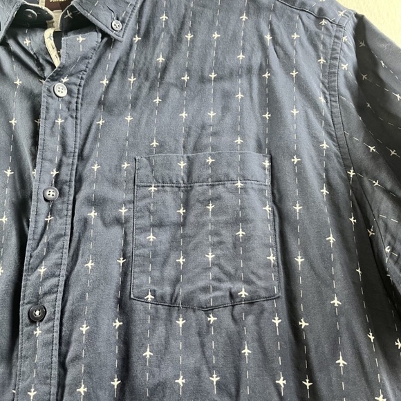 Johnston & Murphy Men's 2X Short Sleeve Button Up Casual Blue w Airplanes - Picture 2 of 9
